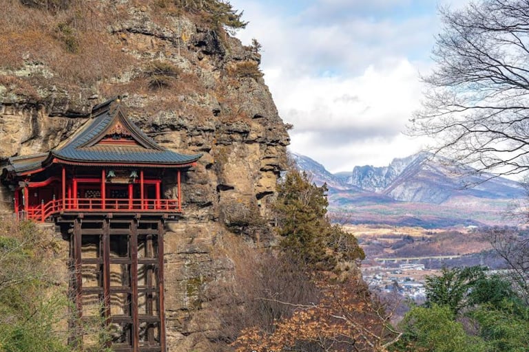 Japanese temple in mountain in the cliff