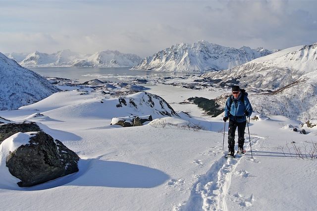 Snowshoeing in Norway winter