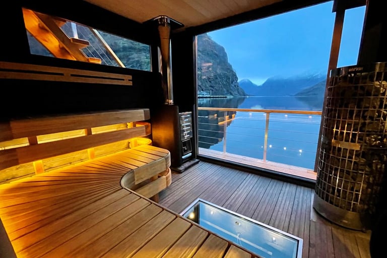 sauna with view on the fjord