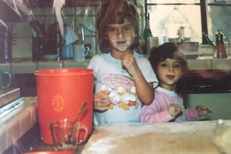 Little kids making pasta