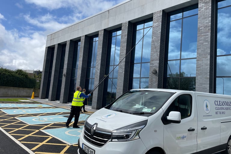 Cleanmax: Professional high-reach window cleaning for commercial and residential properties.