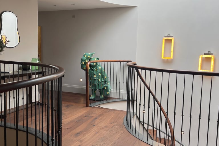 A coffee bean colour oak plank in an abstract hallway
