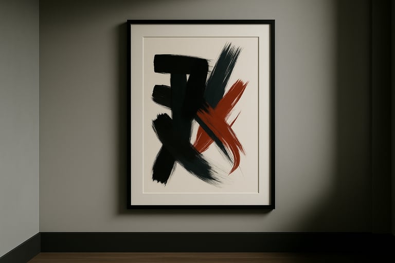a picture of an abstract painting on a wall