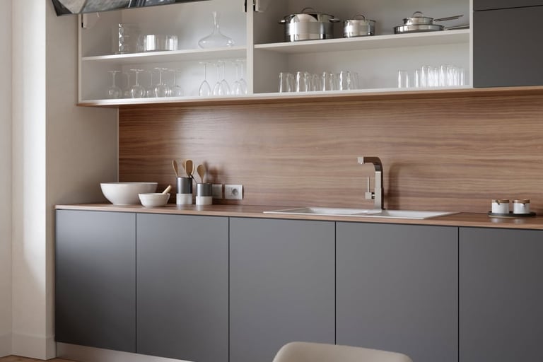 Moisture and heat resistant laminates for kitchens