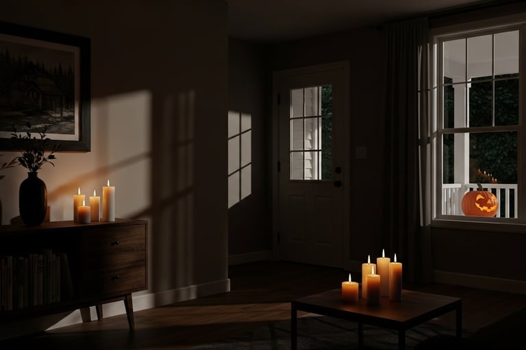 Modern-day family home interior with faint shadows