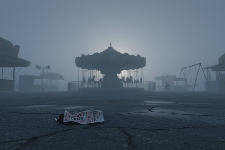 Empty carnival grounds at dawn