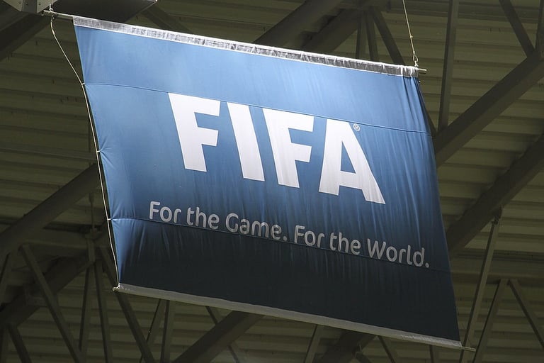 a banner board with the words fifa for the game