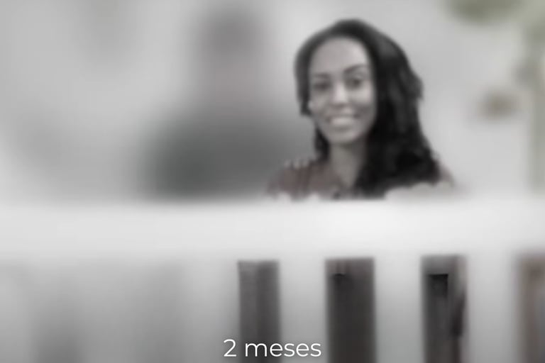 Simulação de visão do bebê com 2 meses – percepção de formas maiores, ainda borrada