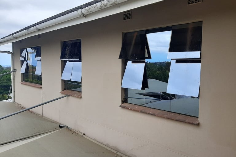 Frameless window installation in Pinetown by KZN aluminium and Glass