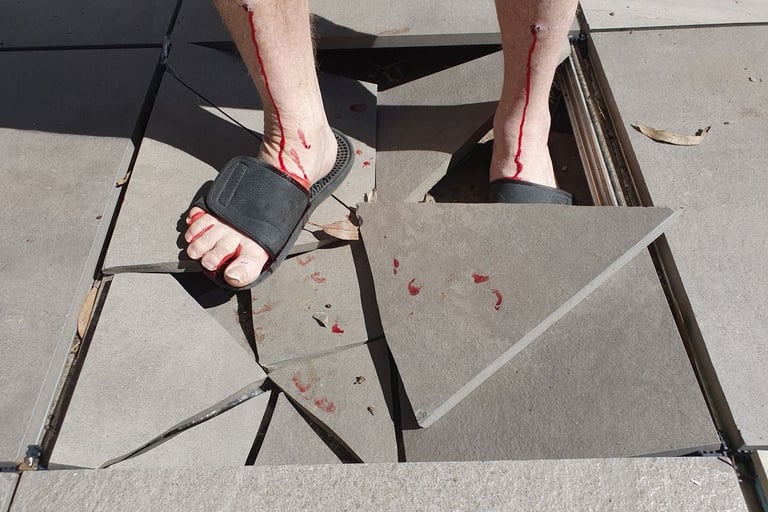 Cut shins from a broken tile.