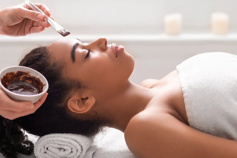 woman receiving facial treatment