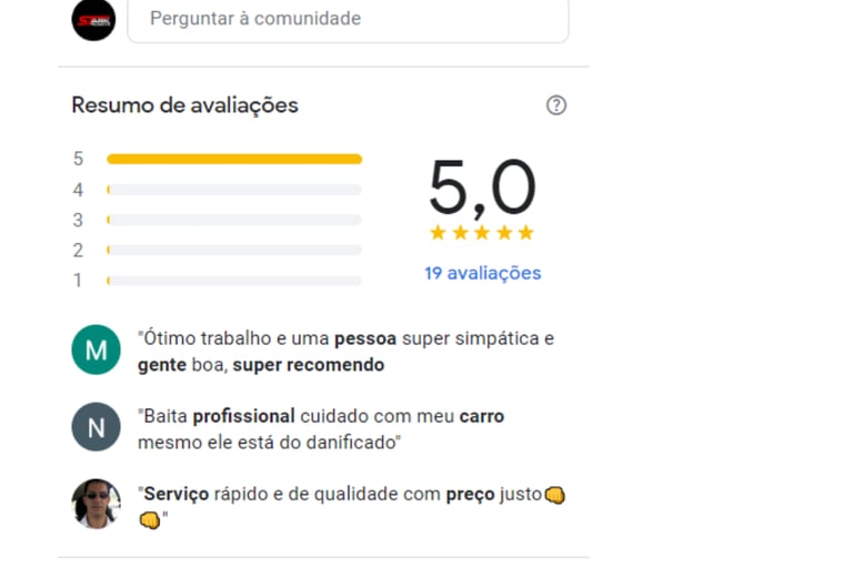 Avaliações de clientes