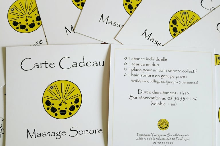 Photos des cartes cadeaux massages sonores