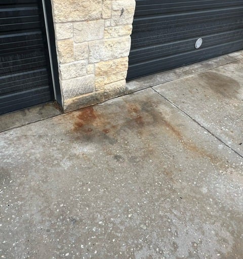 Battery Acid Rust Stains at Automotive Repair Shop