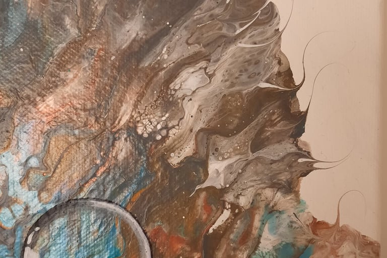 a painting of a large abstract painting of a ring