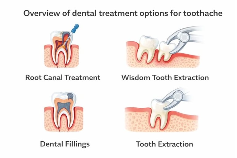 Overview of dental treatment options for toothache