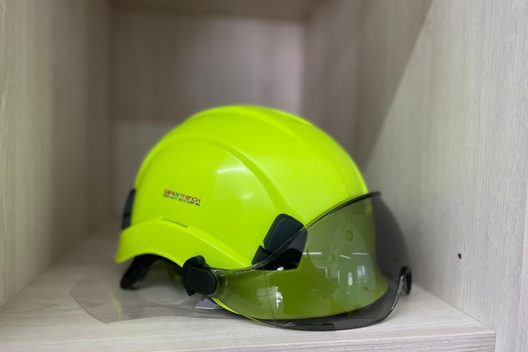 Stay protected on the job with this high-visibility safety helmet.