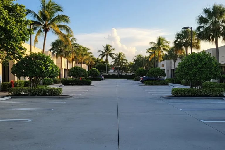 spacious commercial concrete parking lot