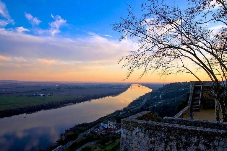 a view of a river and a bridge