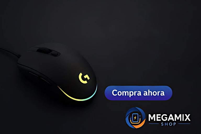 Mouse gamer Logitech con cable, logo RGB y alta precisión