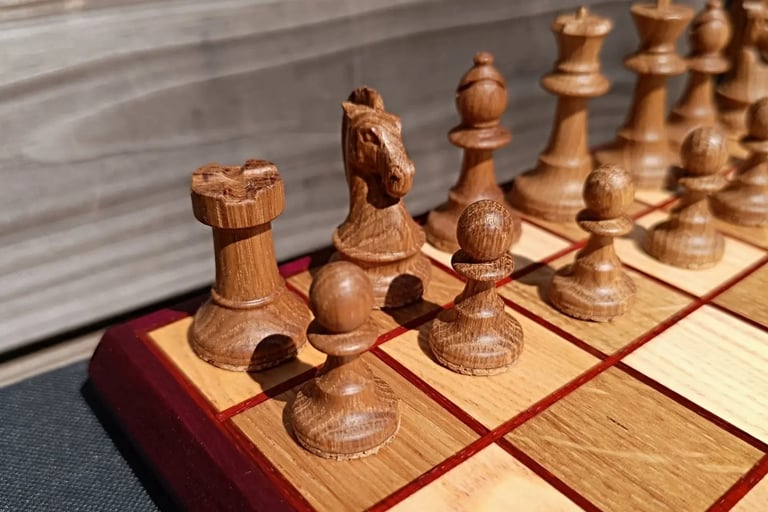 Jeu d'échecs réalisé artisanalement et à la CNC