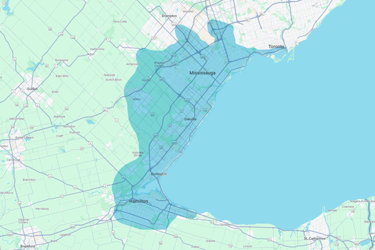 a map of a city with a map of the area