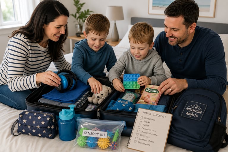 Packing sensory items for an autistic child before travel