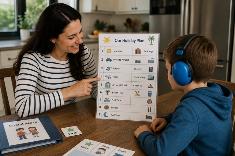 Preparing an autistic child for a family holiday using visual schedules