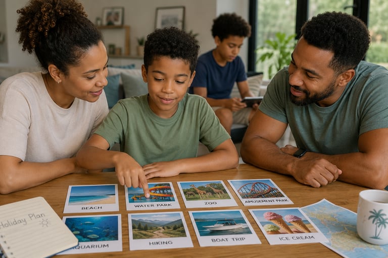 Neurodiverse child choosing holiday activitie