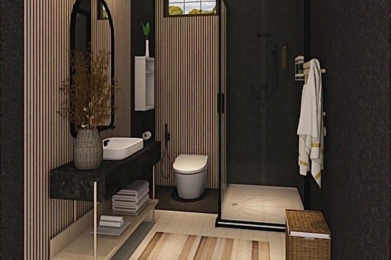 Plan 3D d’une salle de bain noir