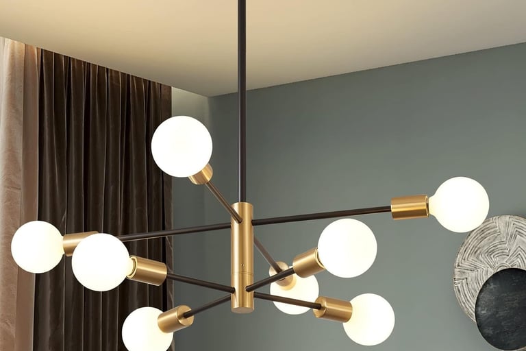 a modern brass-plated chandelier
