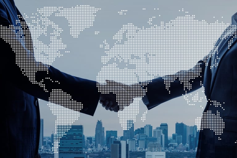 Handshake with Background of World