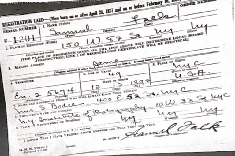 Samuel Fortune Falk Born 1892 New York