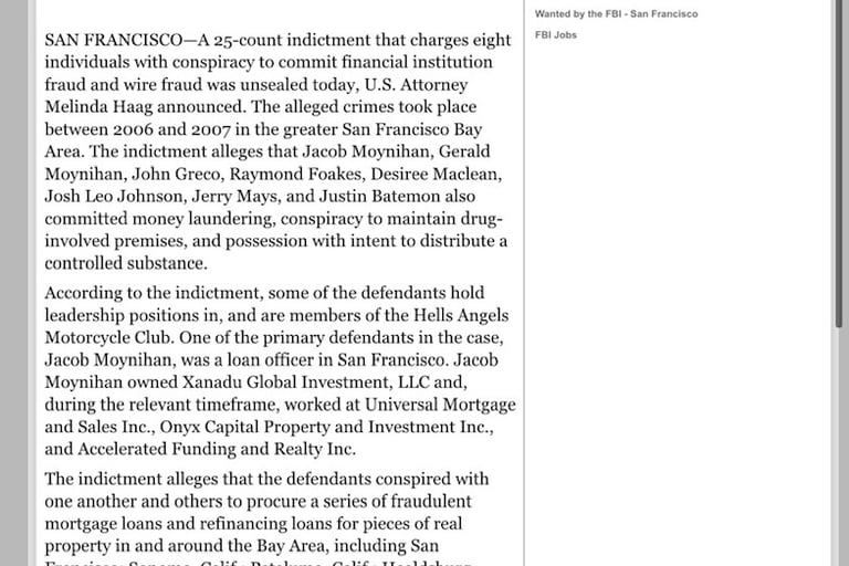 FBI indictment of Michael Falk affiliates in California