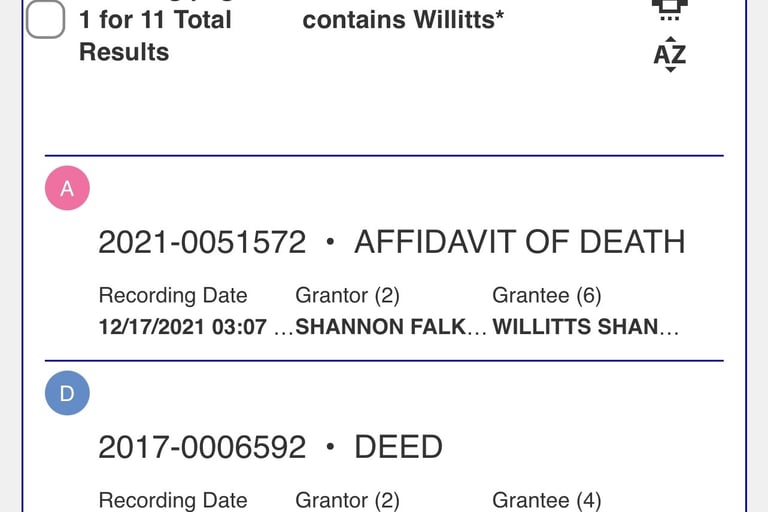 Shannon Willitts Affidavit of Death