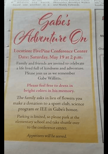 Memorial of William Gabriel Willitts May 19, 2018