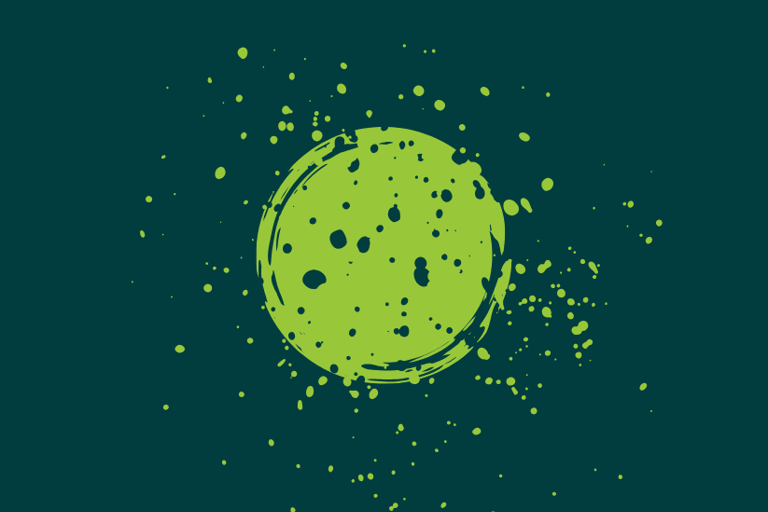 a green moon with a green background