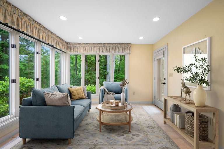 Virtually staged sunroom