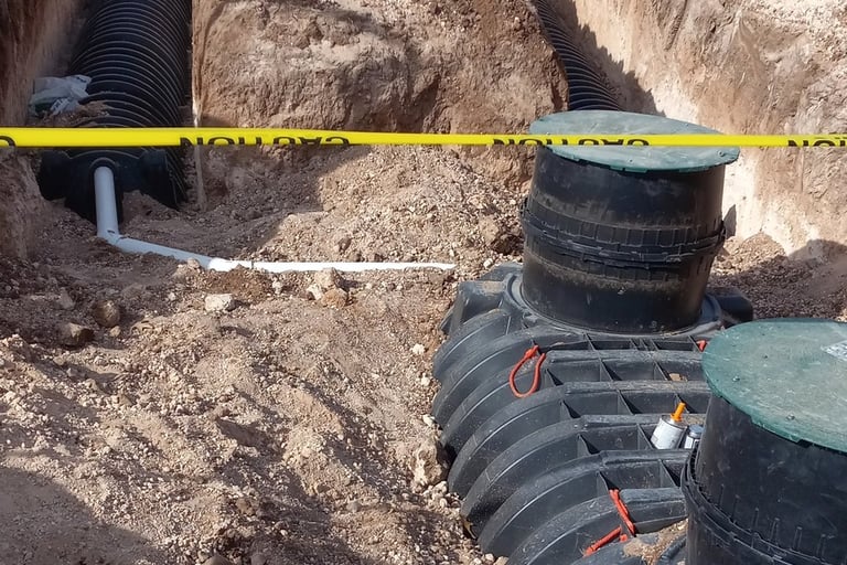 Infiltrator Septic Tank and Leach Field by Red Dirt Ditching and Septic LLC. Call 806-782-5800