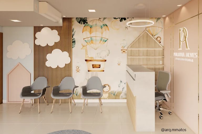 área de espera dos pais em clinicas e consultorios interiores