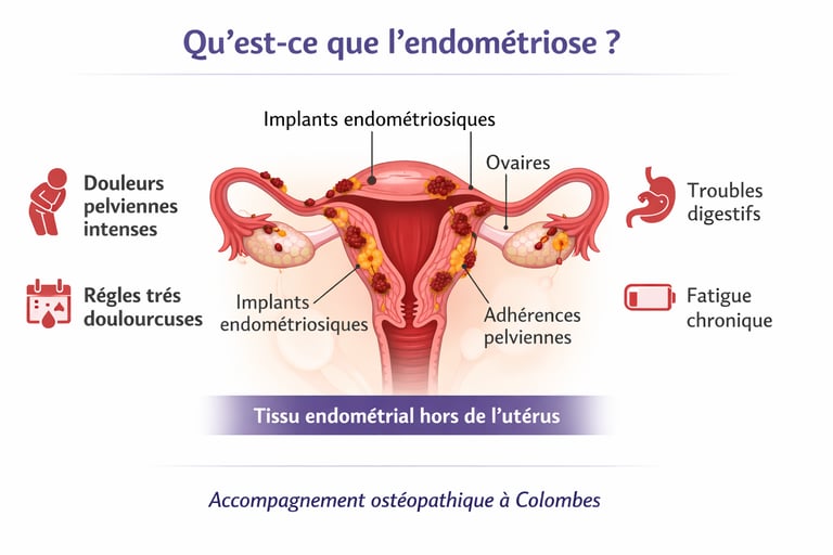 Illustration de l'endometriose accompagnement osteopathique Colombes