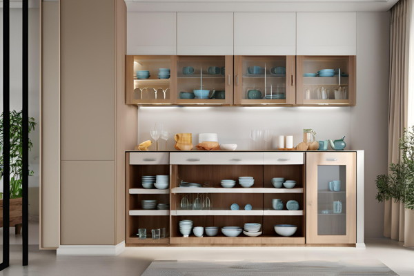Modular Crockery Unit with Glass Shelves