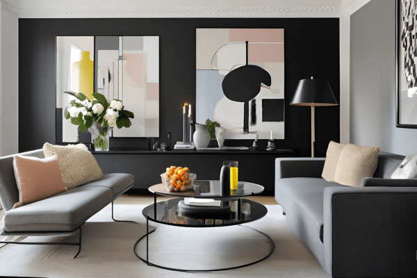 Black and Grey Wall for Living Room