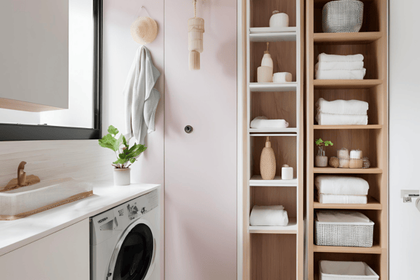 Vertical Storage Bathroom Design