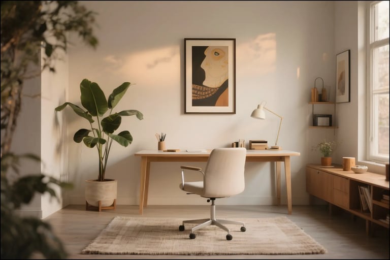 Decorative Touches in a Minimal Office