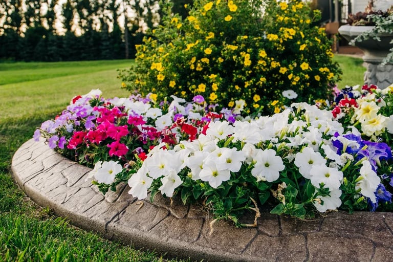 commercial flower bed installation