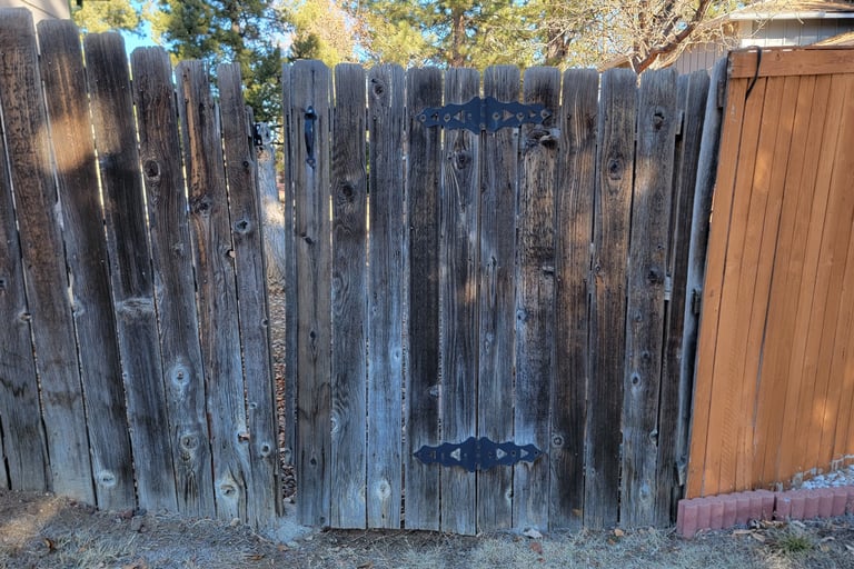 cedar picket fence gate before repair