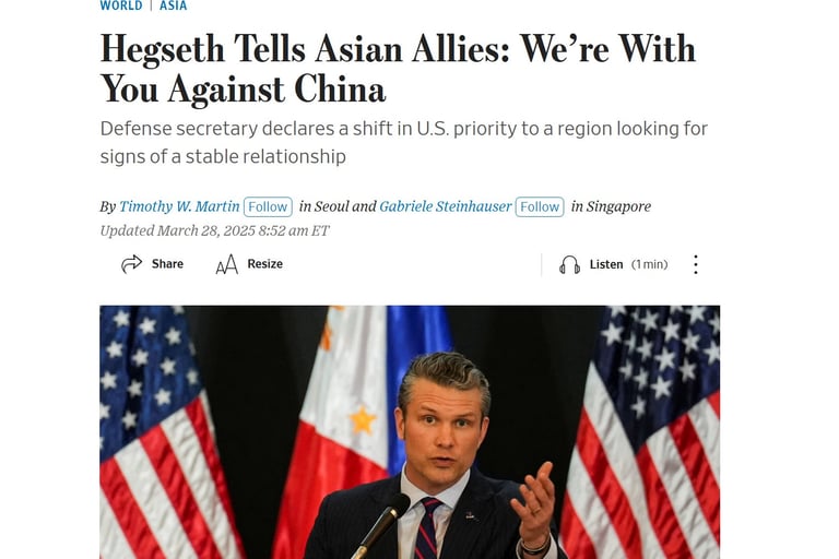 Hegseth Allies with China