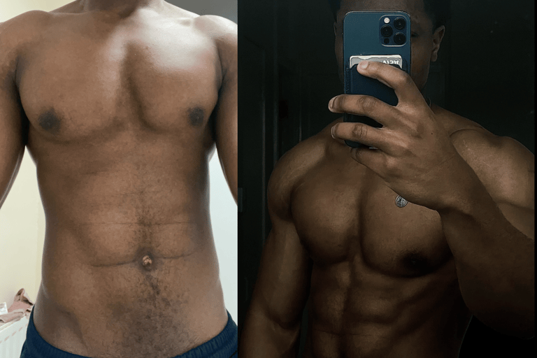Before and After image of transformation of client