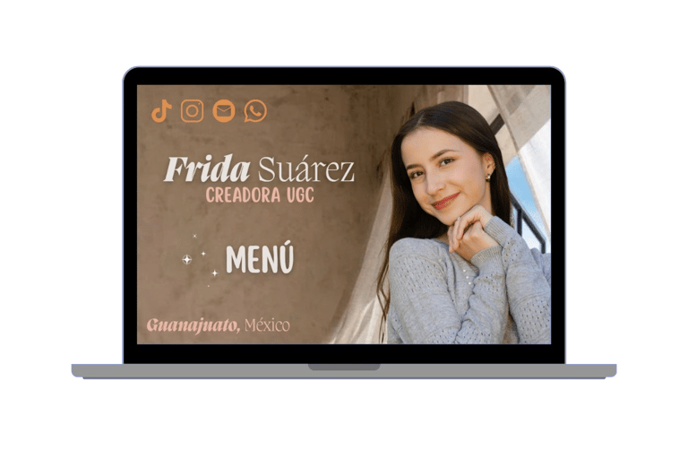 a laptop screen showing a woman in a gray sweater